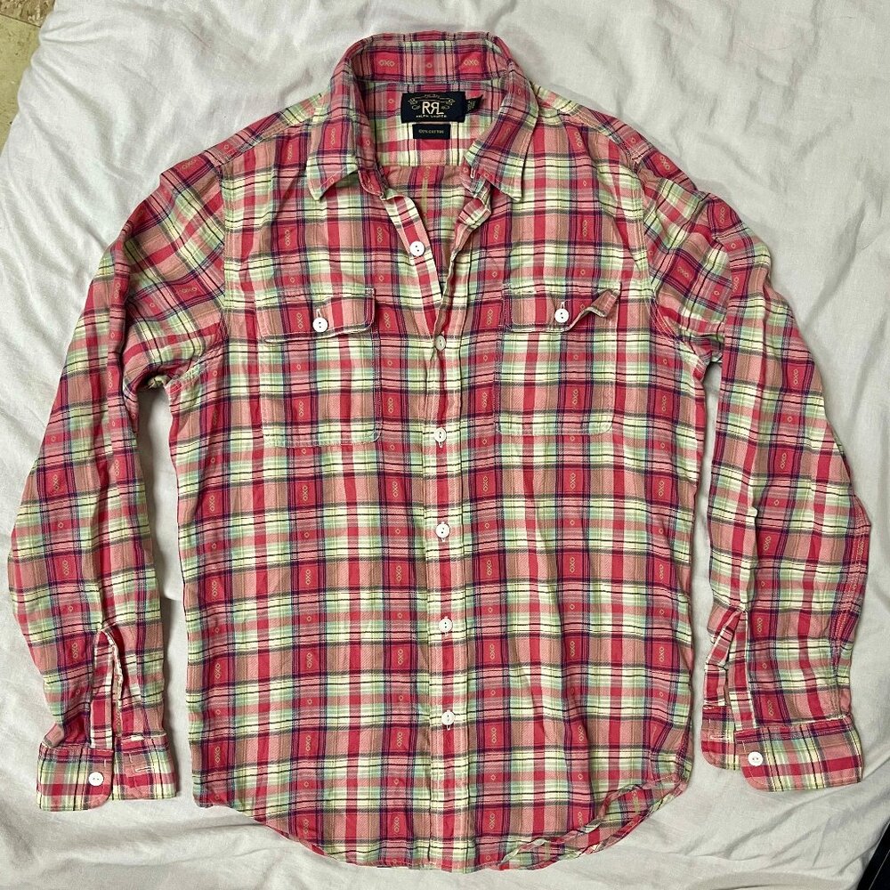 RRL & CO / RALPH LAUREN PLAID LIGHTWEIGHT FLANNEL SHIRT - SMALL